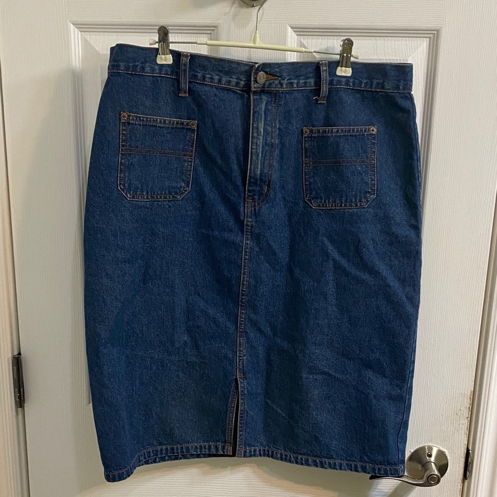 Vintage Bill Blass Skirt Denim Midi Classic Retro 80s Capsule Preppy Women’s 14